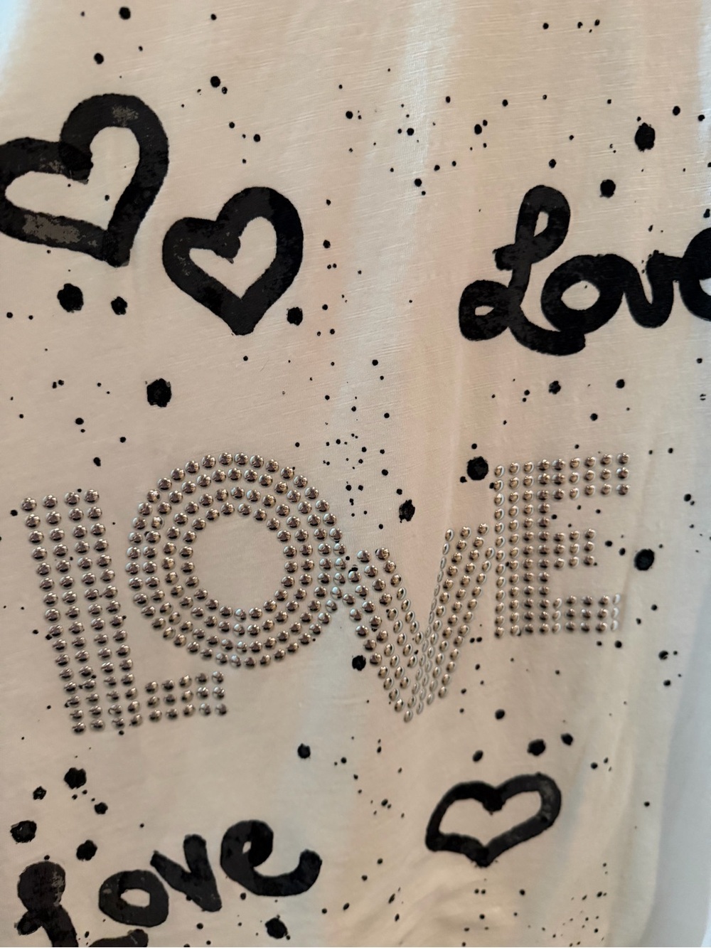 Cato Women’s Plus Size 14/16W White Love Rhinestone Long Sleeve Shirt - Picture 2 of 5